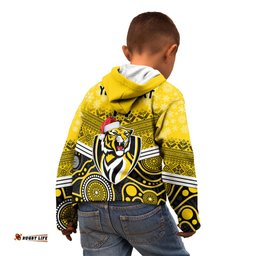 Custom Richmond Football Christmas Kid Hoodie Merry Xmas Mix Aboriginal Art