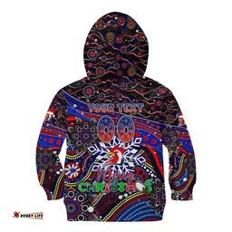 Merry Christmas Sydney Roosters Kid Hoodie Aboriginal Santa Rugby Mascot Tricolours
