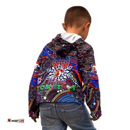 Merry Christmas Sydney Roosters Kid Hoodie Aboriginal Santa Rugby Mascot Tricolours