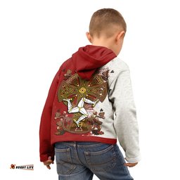 Kid Isle of Man Celtic Zip Up Hoodie Isle of Man Three Legs Symbol With Celtic Cross