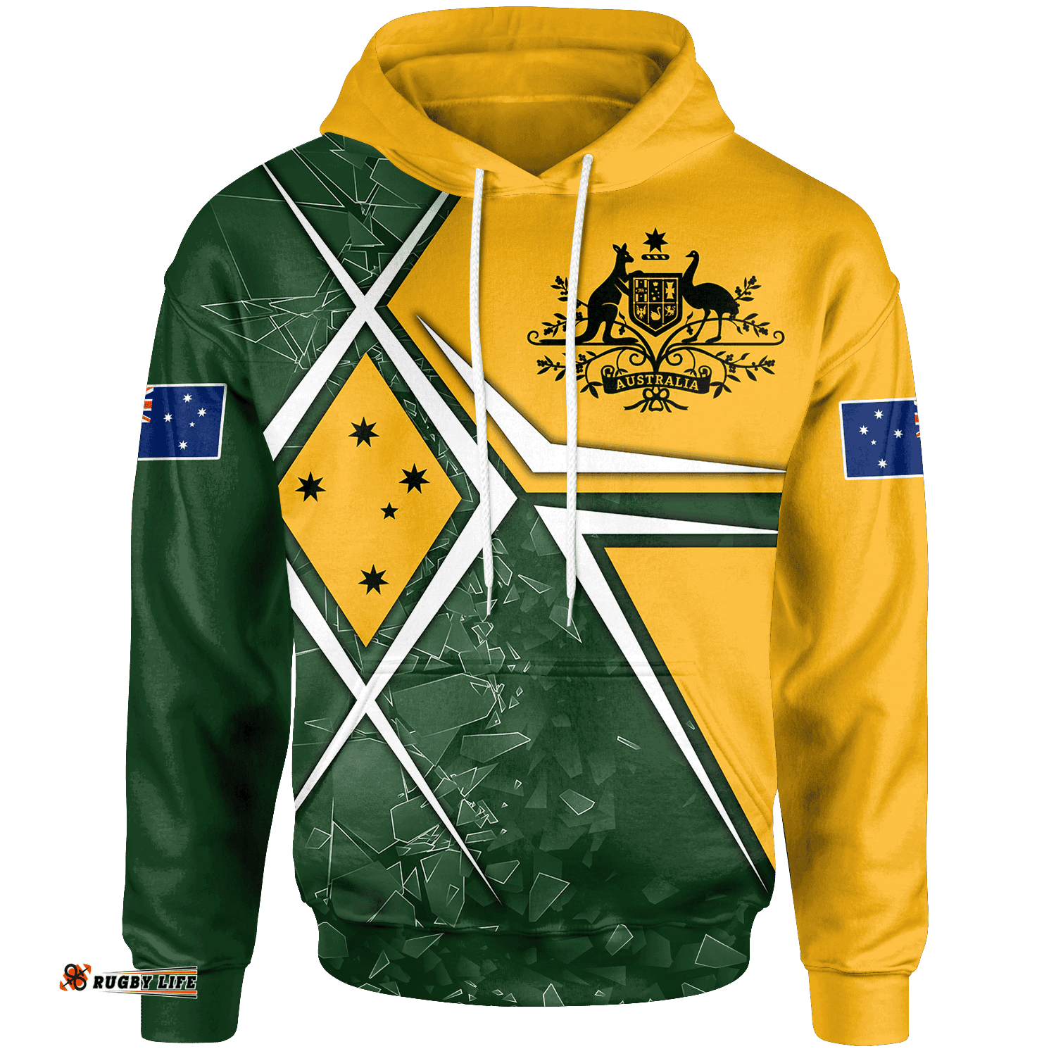 Kids Hoodie Aussie Flag Green