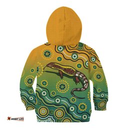 Goanna Aboriginal style Dot Artwork Kid Hoodie