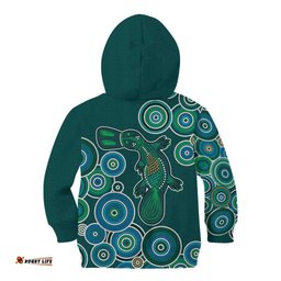 Green Platypus Aboriginal Art Kid Hoodie