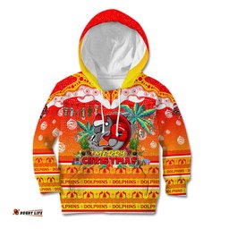 Dolphins Christmas Kid Hoodie Merry Xmas NRL Australia Rugby