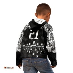 Custom NZ Rugby Kid Hoodie Kapa Opango Maori Haka With Years of The All Black Champions