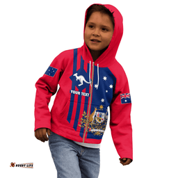 Custom Zip Up Hoodie Kid Australia Kangaroo Sign