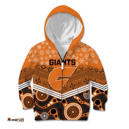 Custom Giants Football Christmas Kid Hoodie Merry Xmas Mix Aboriginal Art