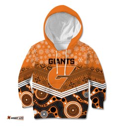 Custom Giants Football Christmas Kid Hoodie Merry Xmas Mix Aboriginal Art