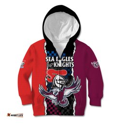 NRL Combine Knights Sea Eagles Kid Hoodie Sporty Style