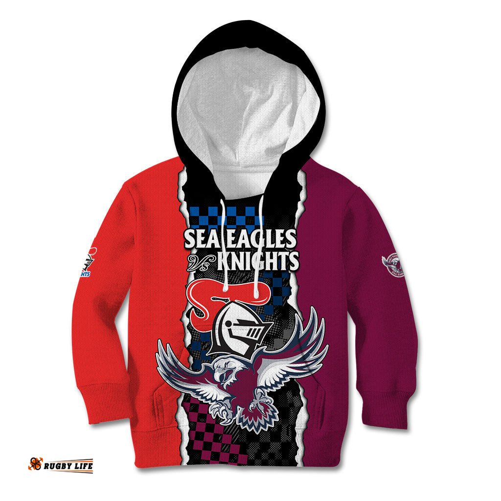 NRL Combine Knights Sea Eagles Kid Hoodie Sporty Style