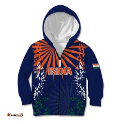 India Cricket Kid Hoodie Bharat Simple Flag Style