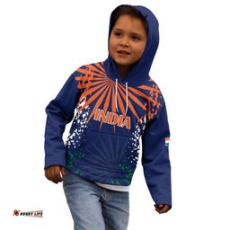 India Cricket Kid Hoodie Bharat Simple Flag Style