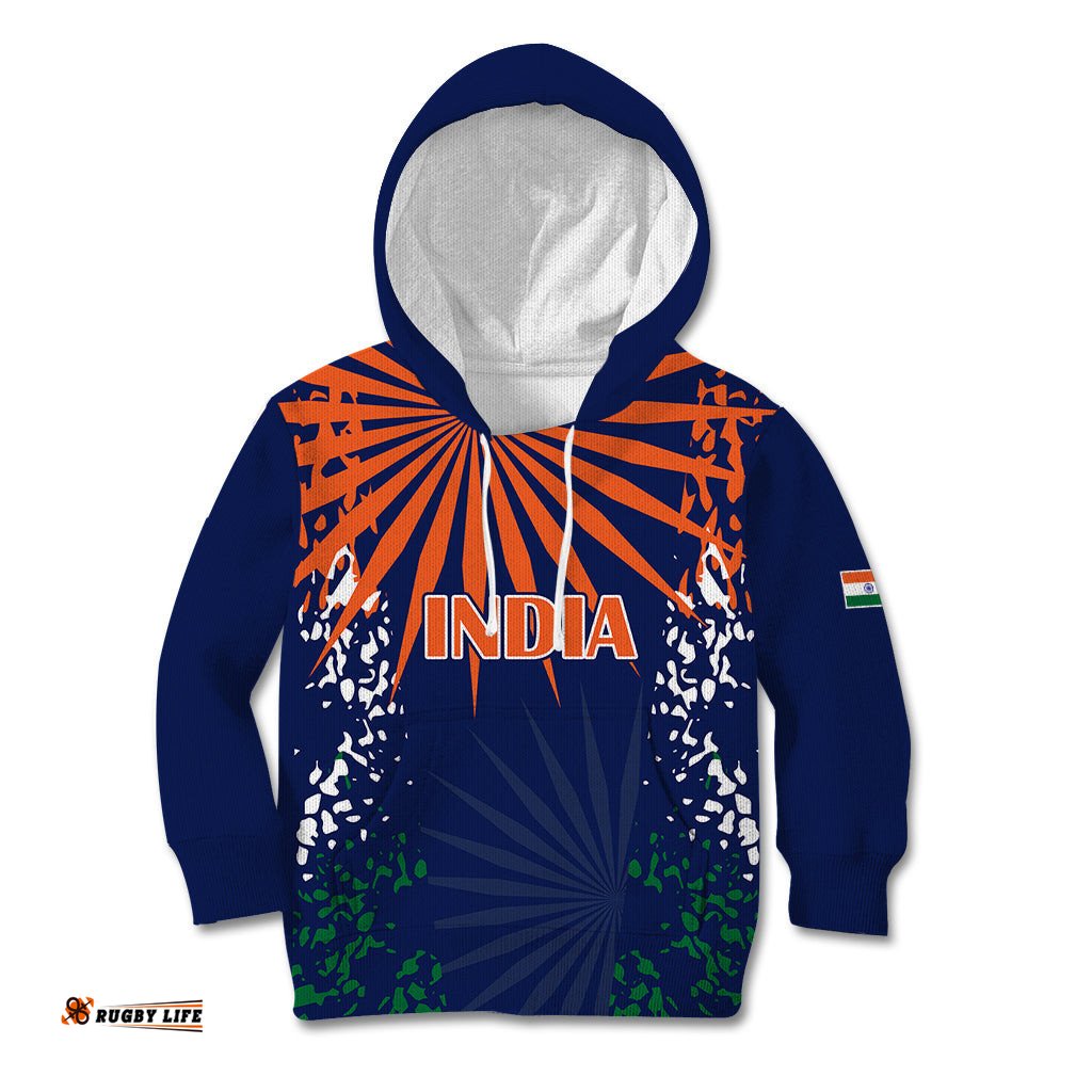 India Cricket Kid Hoodie Bharat Simple Flag Style