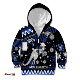 Custom North Kangaroos Football Kid Hoodie Roos Christmas Vibe