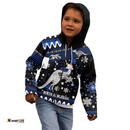 Custom North Kangaroos Football Kid Hoodie Roos Christmas Vibe