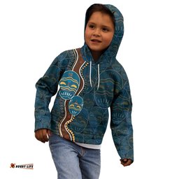 Aboriginal Masks Art Kid Hoodie Australian Indigenous