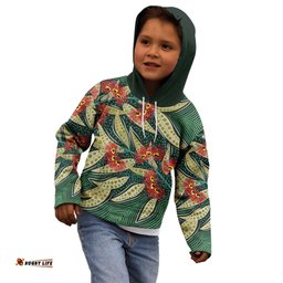 Australian Native Eucalyptus Plant Kid Hoodie Aboriginal Dot Art