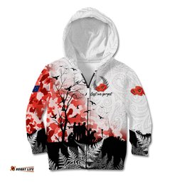 Kei Wareware Tatou New Zealand ANZAC Day Kid Hoodie Lest We Forget