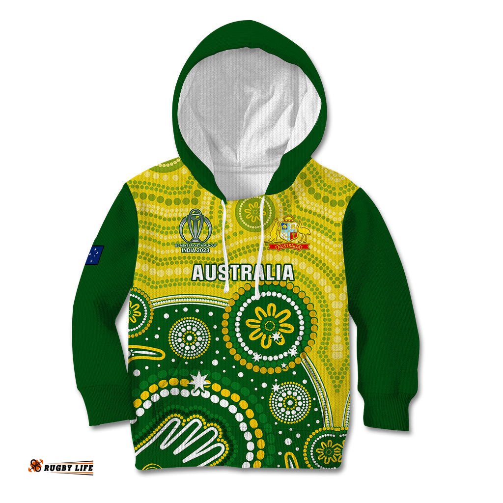 Australia Cricket Kid Hoodie Aboriginal Go Champions World Cup