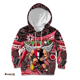 Merry Christmas AFL Saints Kid Hoodie Aboriginal Santa Football Mascot