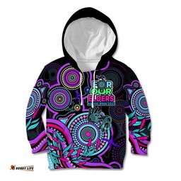 Custom NAIDOC Week Kid Hoodie Indigenous Tribal Ver.02 Purple