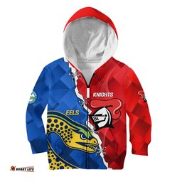 Custom Knights Mix Eels Rugby Kid Hoodie Sporty Style