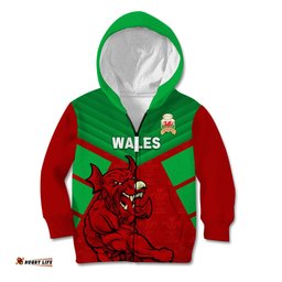 Custom Wales Rugby Kid Hoodie 2024 Six Nations Come On Cymru Mascot Sporty