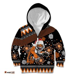 Custom Tigers Rugby Kid Hoodie Chirstmas Vibe