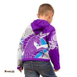 Celtic Scotland Hoodie Kid Scotland Unicorn and Thistle Pattern