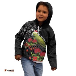Meri Kirihimete Kakapo Kid Hoodie Black Silver Fern Christmas Vibe