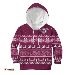 Custom Personalised Sea Eagles Rugby Hoodie KID Indigenous Silvertails Merry Christmas