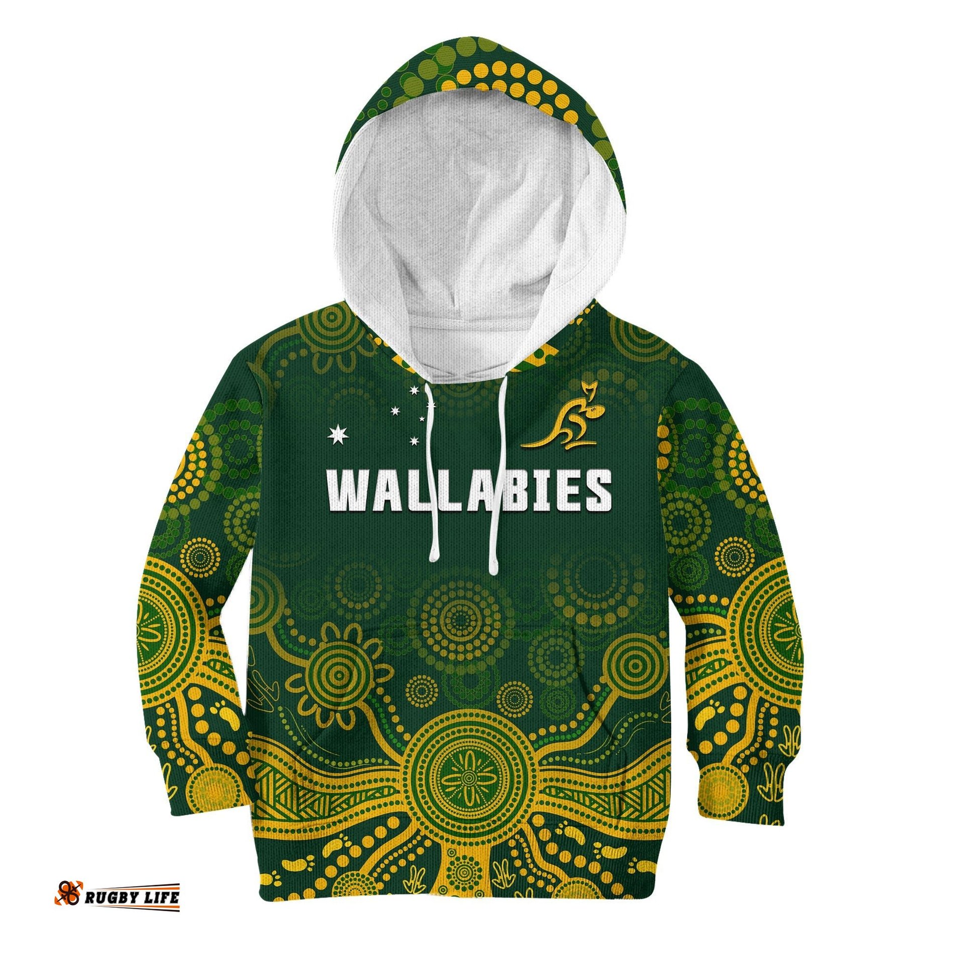 Australia Rugby Hoodie KID Wallabies Aboriginal Style