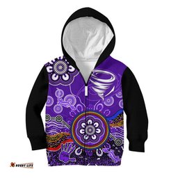 Custom Personalised Hobart Hurricanes Kid Hoodie Cricket Indigenous Aboriginal Lizard Version