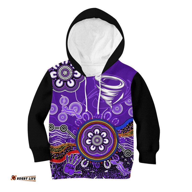 Custom Personalised Hobart Hurricanes Kid Hoodie Cricket Indigenous Aboriginal Lizard Version