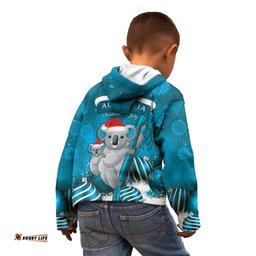 Australia Christmas In July Kid Hoodie Mommy and Baby Koala Santa Blue