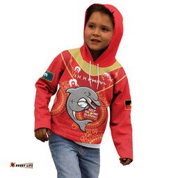 Custom NRL Dolphins NAIDOC Week Kid Hoodie Keep The Fire Burning Indigenous Art