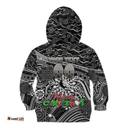 Merry Christmas AFL Collingwood Magpies Kid Hoodie Aboriginal Santa Football Mascot