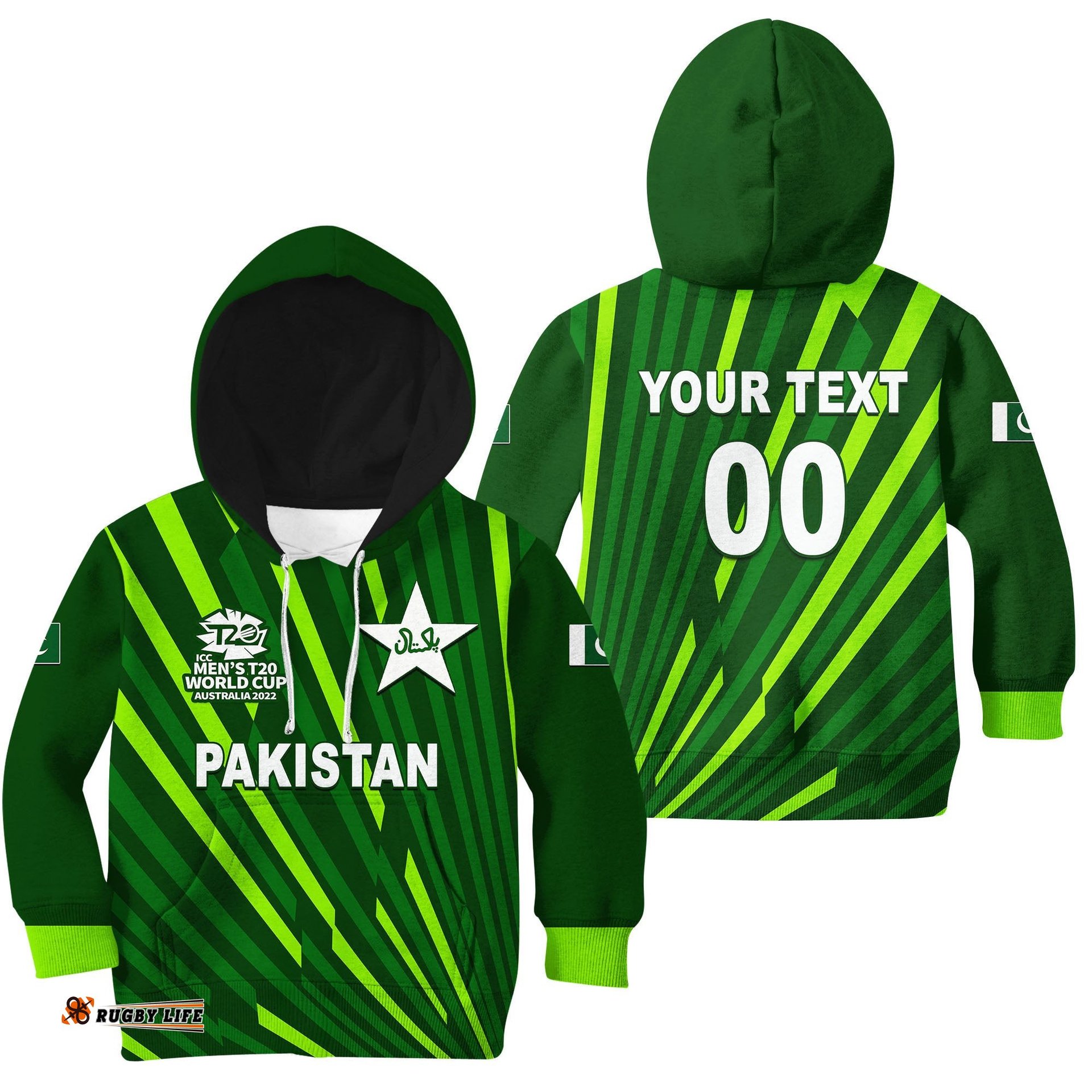 Custom Personalised And Number Pakistan Cricket Men's World Cup Hoodie KID