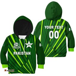 Custom Personalised And Number Pakistan Cricket Men's World Cup Hoodie KID