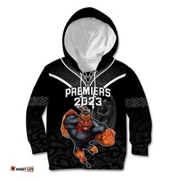 Custom Warriors Permier Kid Hoodie The Wahs Mascot with Maori Tattoo