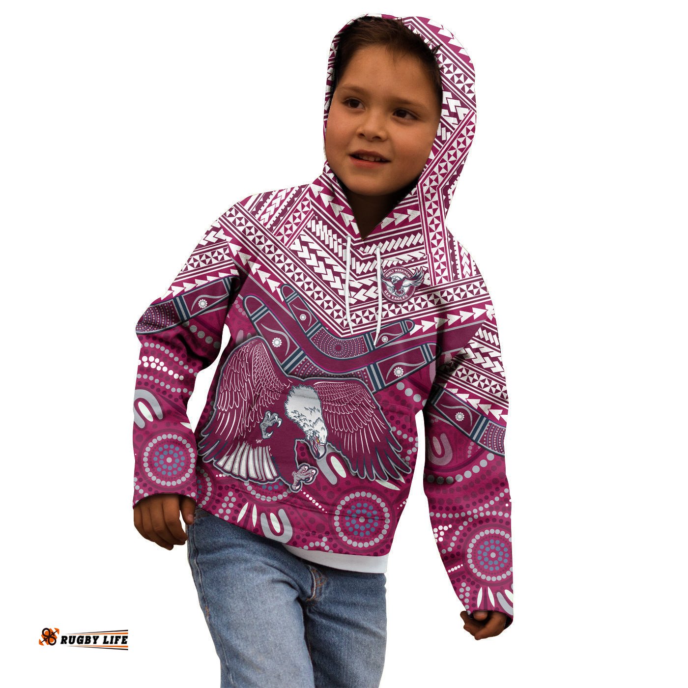Sea Eagles Rugby Hoodie KID Aboriginal and Polynesia Manly Warringah