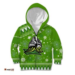 Custom Raiders Rugby Kid Hoodie The Mighty Green Machine Christmas Vibe