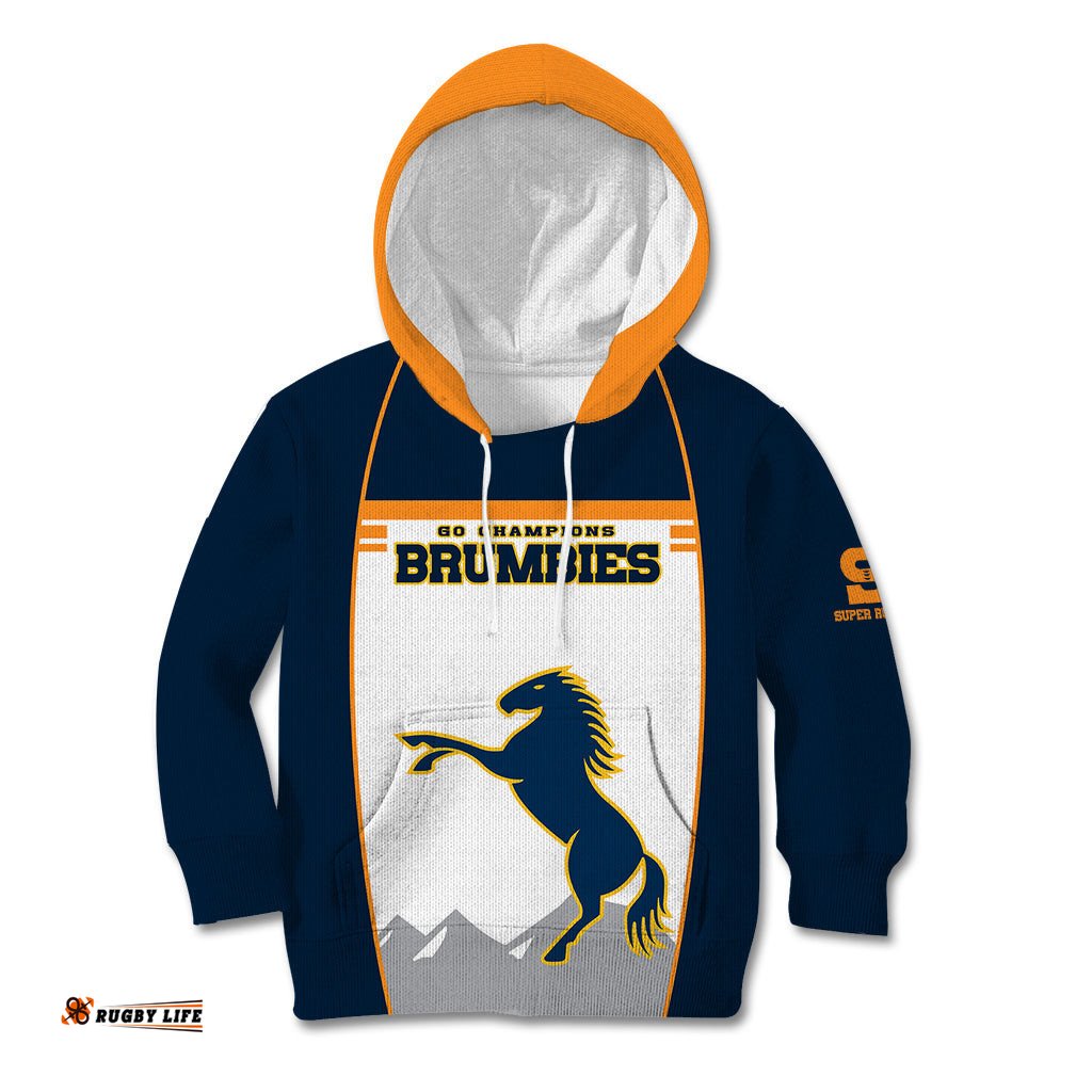 Custom Text And Number Brumbies Super Rugby Kid Hoodie Brumbies Go Champions
