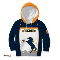 Custom Text And Number Brumbies Super Rugby Kid Hoodie Brumbies Go Champions