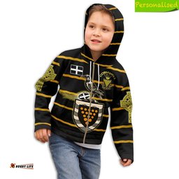 KID Custom Text Cornwall Rugby Personalised Zip Hoodie Cornish Rugby with Celtic Cross