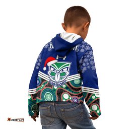 Custom Warriors Rugby Christmas Kid Hoodie Merry Xmas Mix Aboriginal Art