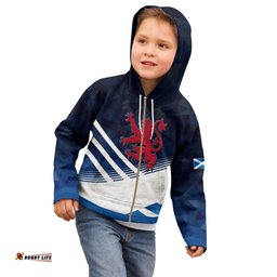 Kid Scotland Celtic Zip Up Hoodie Scottish Flag Lion Polygon Style