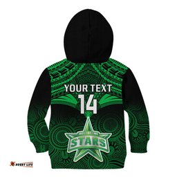 Custom Melbourne Stars Cricket Kid Hoodie Unique Indigenous Art Mix Polynesian Pattern