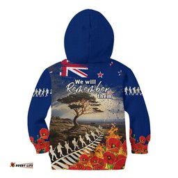 New Zealand ANZAC Day Kid Hoodie The Lonesome Pine With Soldier Fern