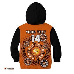 Custom Text And Number Perth Scorchers Cricket Hoodie KID Indigenous 5th Champions BBL Proud